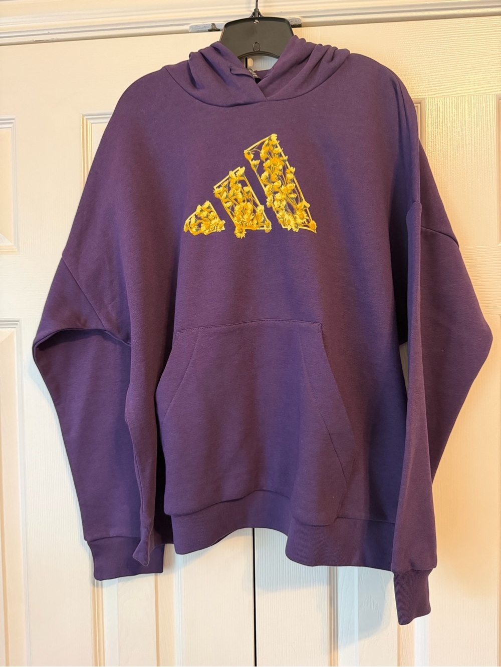 adidas Purple Hoodie with Yellow Floral Logo
